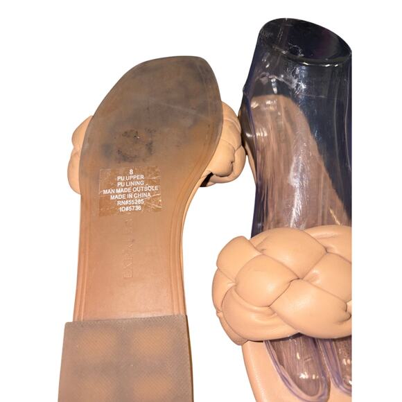 Express Cream/Beige Braided Flat Sandals Sz 8 - Picture 6 of 6